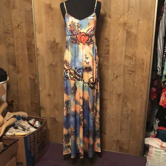 Awesome Sleeveless Long Designer Dress with Hearts ❤️ and Sequins-VALENTINES DAY - Picture 2 of 16